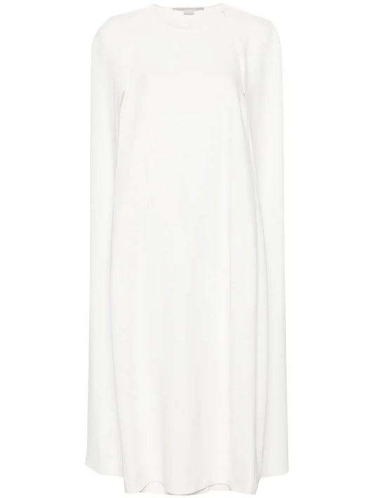 Crew-Neck Crepe Cape Dress