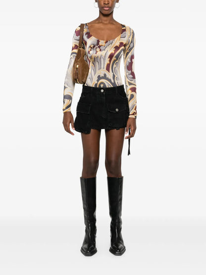Paisley-Print Bodysuit