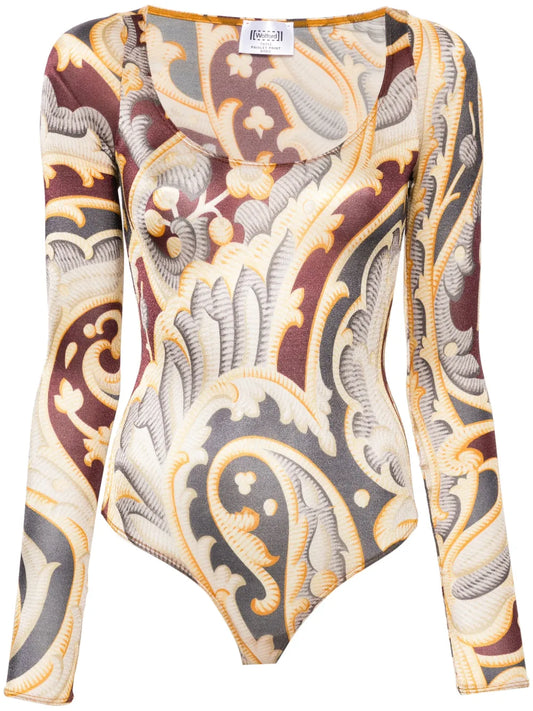 Paisley-Print Bodysuit