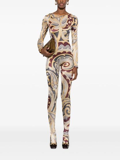 Paisley-Print Catsuit