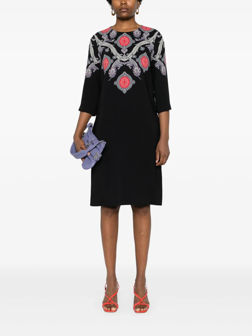 Paisley-Print Cady Midi Dress