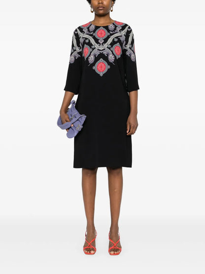 Paisley-Print Cady Midi Dress