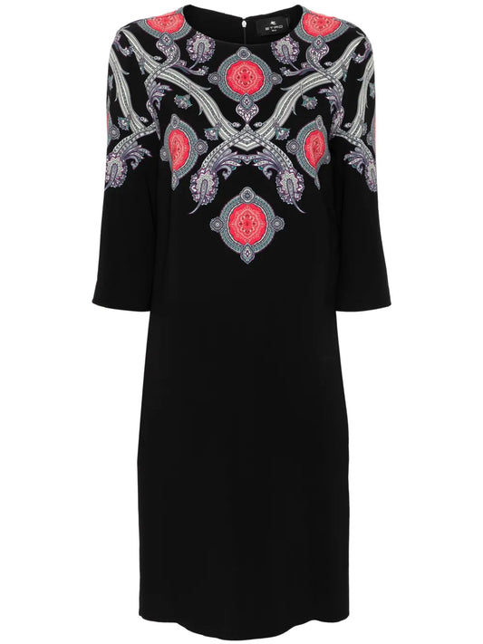 Paisley-Print Cady Midi Dress