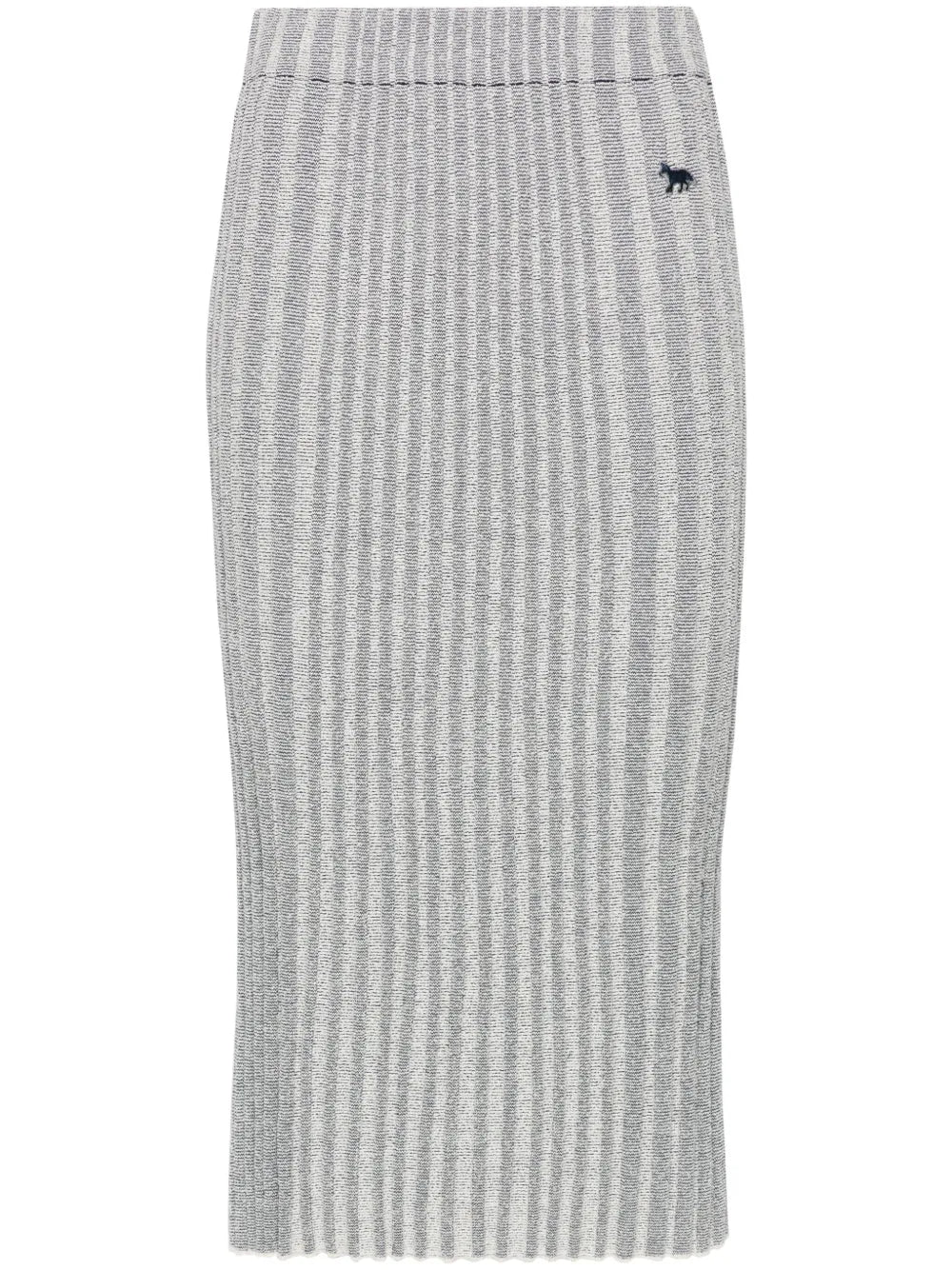 Fox-Motif Ribbed Midi Skirt