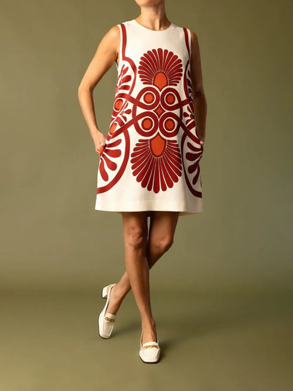 Medallion Geometric-Print Dress