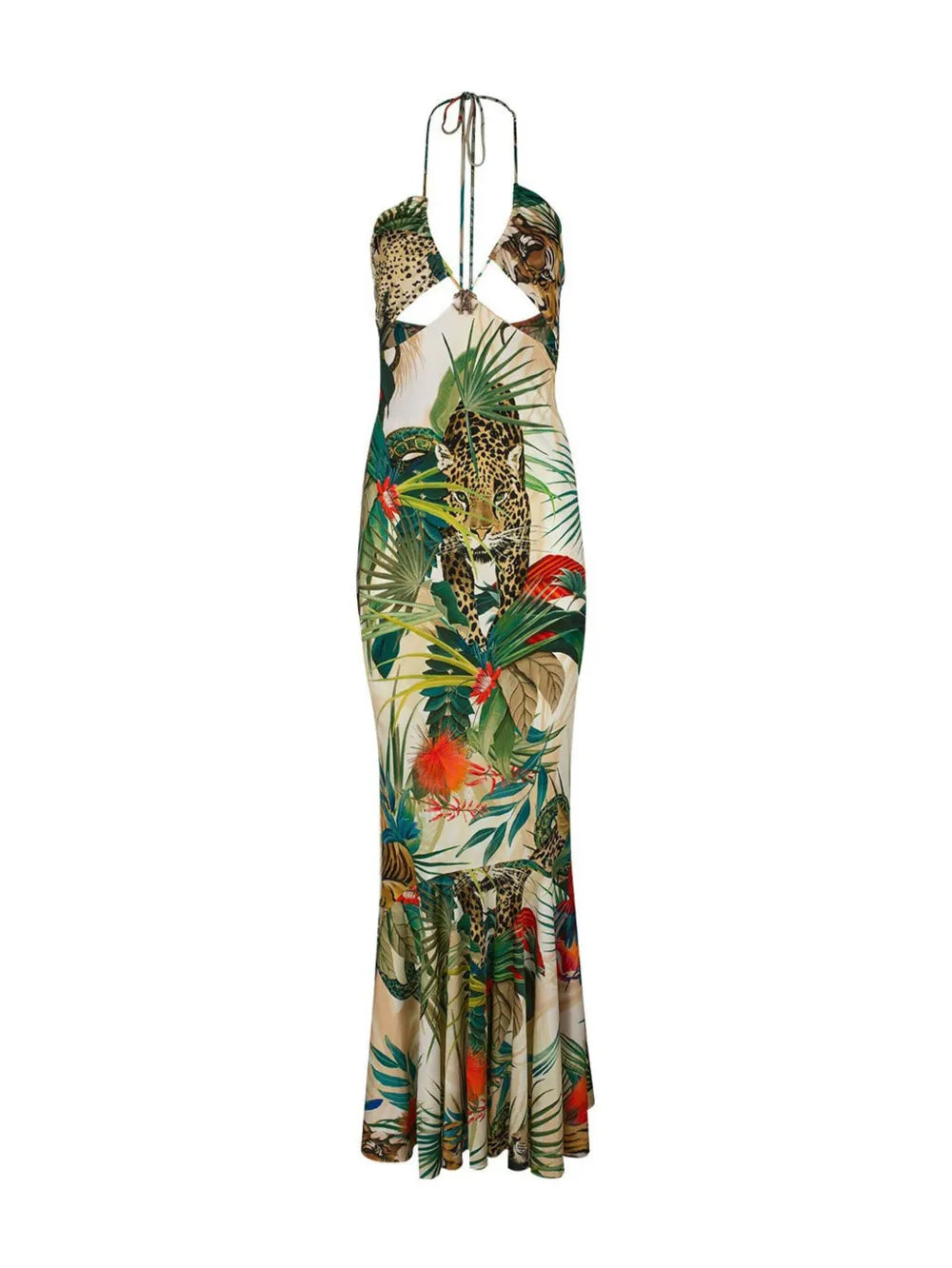 Graphic-Print Cut-Out Maxi Dress