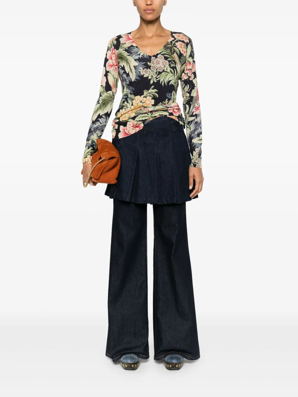 Floral-Print Knitted Jumper