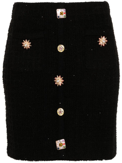 Jewel Buttons Knitted Mini Skirt