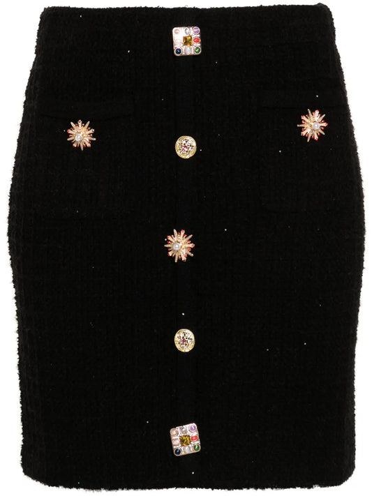 Jewel Buttons Knitted Mini Skirt