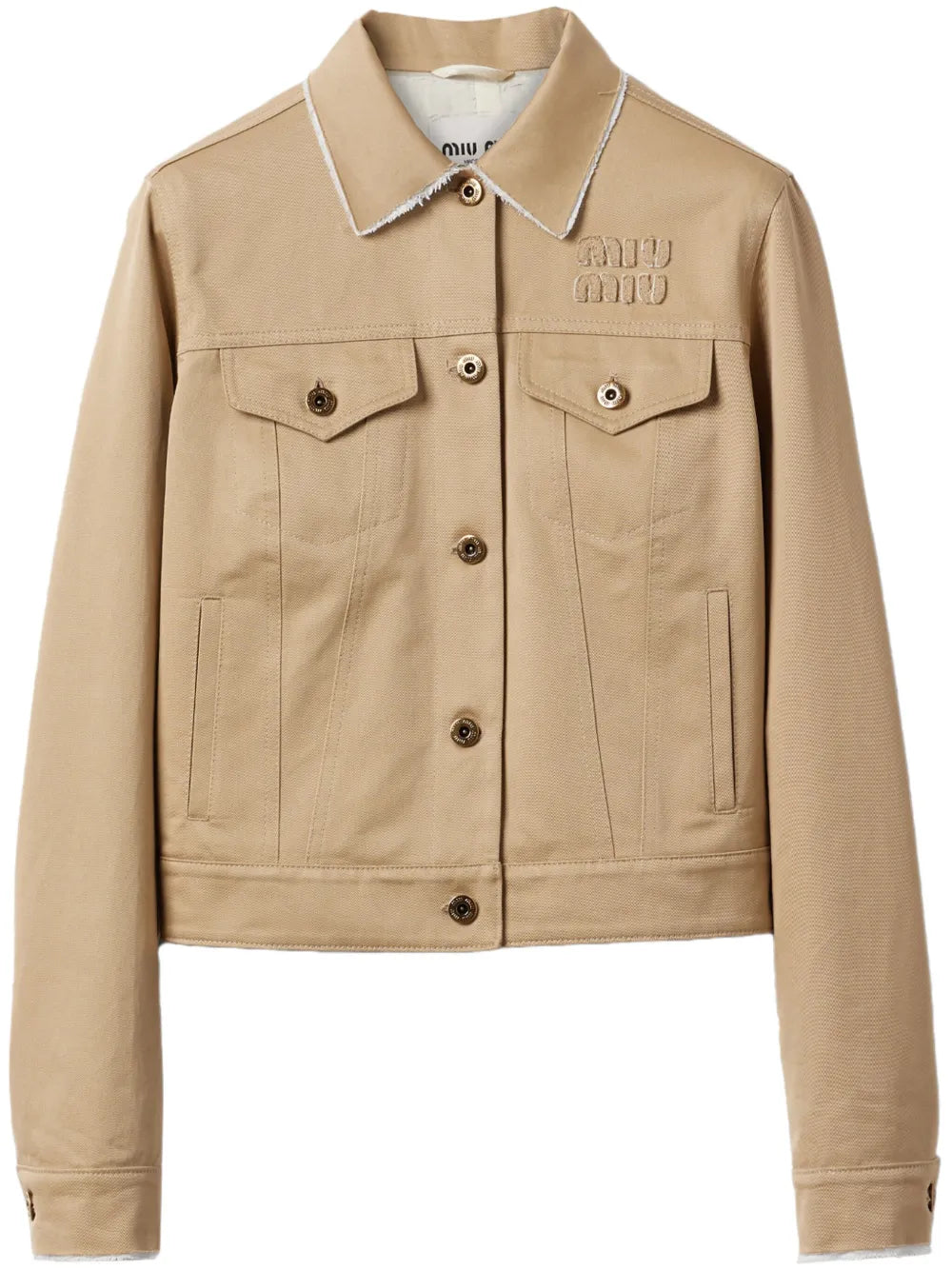 Logo-Embroidered Chino Cropped Jacket