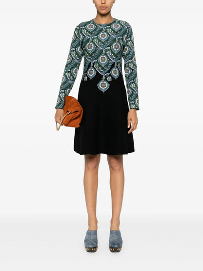 Jacquard-Pattern Knitted Dress
