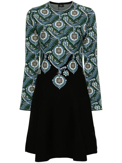 Jacquard-Pattern Knitted Dress