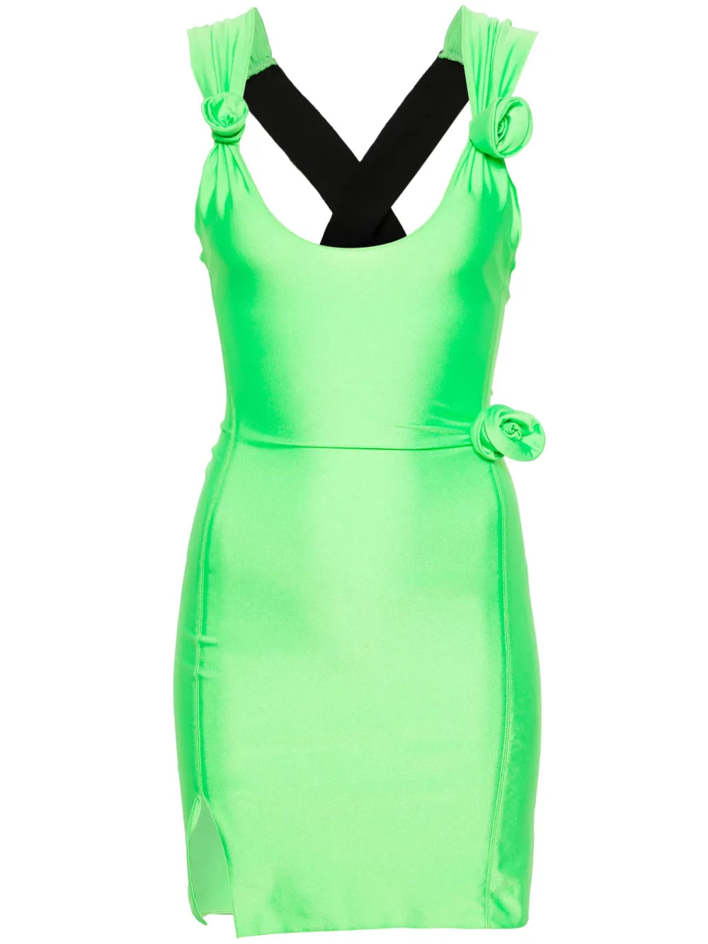 Floral-Appliqué Mini Dress