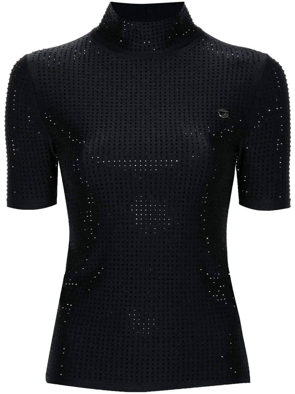 Crystal-Embellished High-Neck T-Shirt