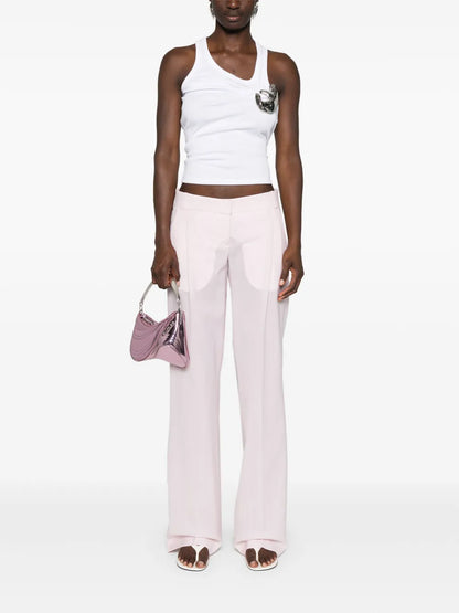 Check-Pattern Tailored Flared Trousers