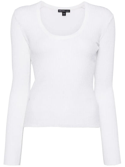 Long-Sleeve Ribbed-Knit Top