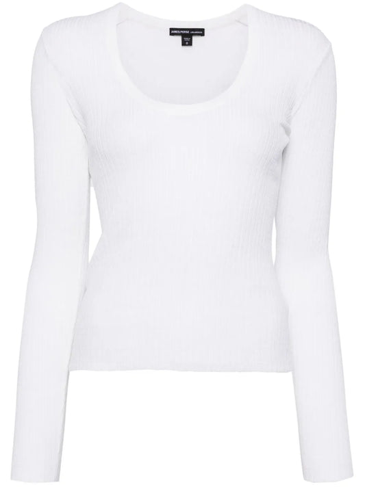 Long-Sleeve Ribbed-Knit Top