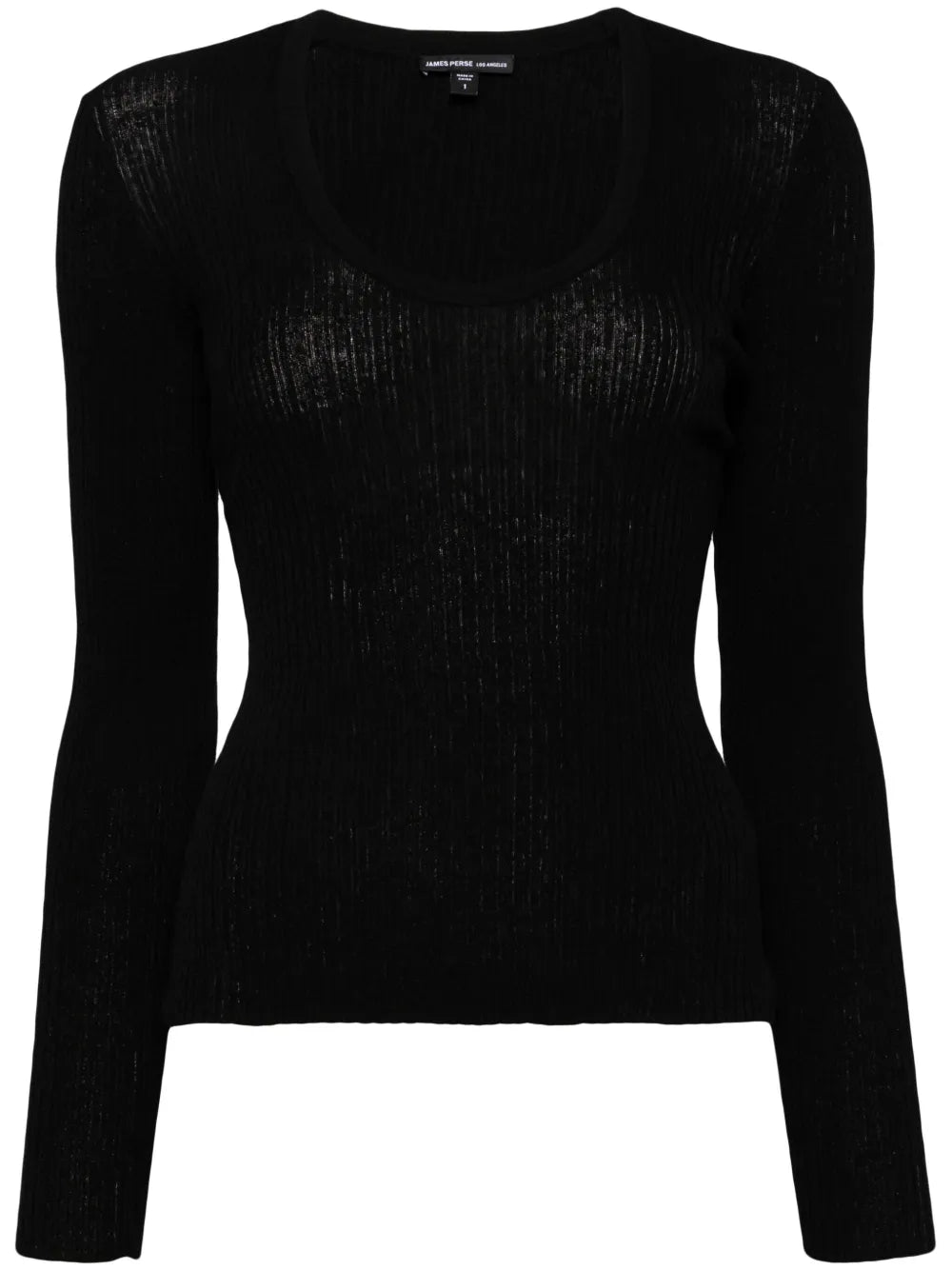 Long-Sleeve Ribbed-Knit Top