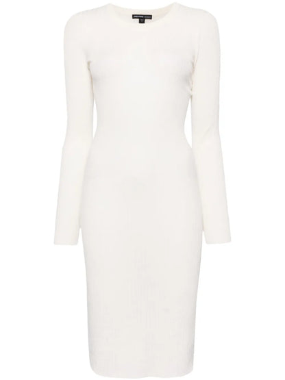 Long-Sleeve Ribbed-Knit Midi Dress
