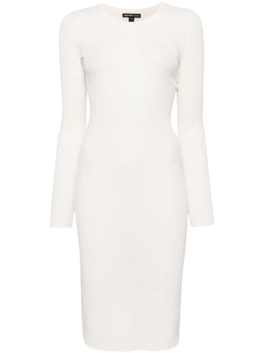 Long-Sleeve Ribbed-Knit Midi Dress