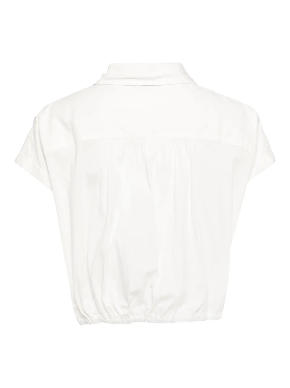 Striped Cap-Sleeves Cropped Shirt