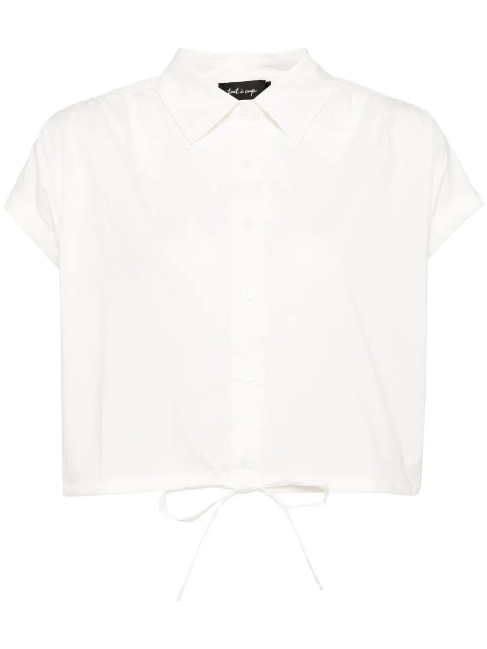 Striped Cap-Sleeves Cropped Shirt