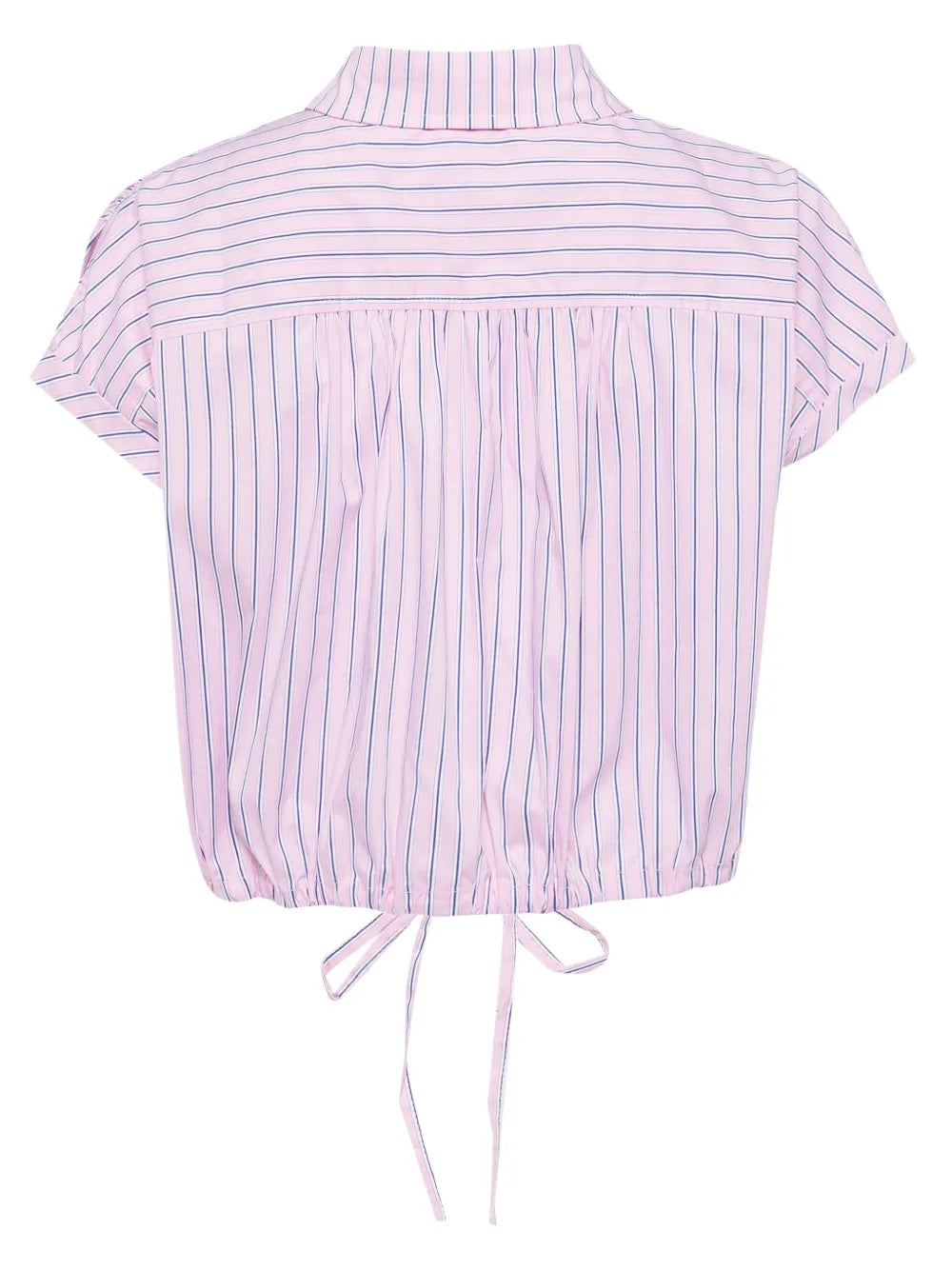 Striped Cap-Sleeves Cropped Shirt