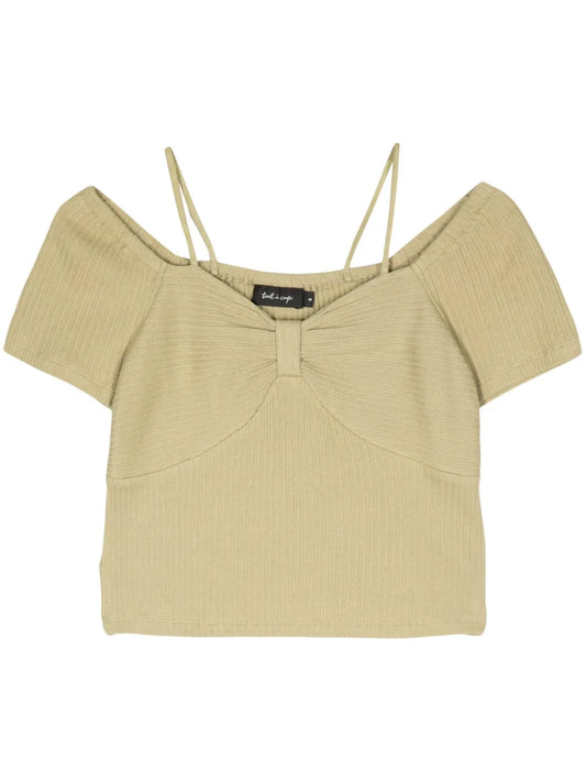 Gathered-Detail Ribbed Crop Top