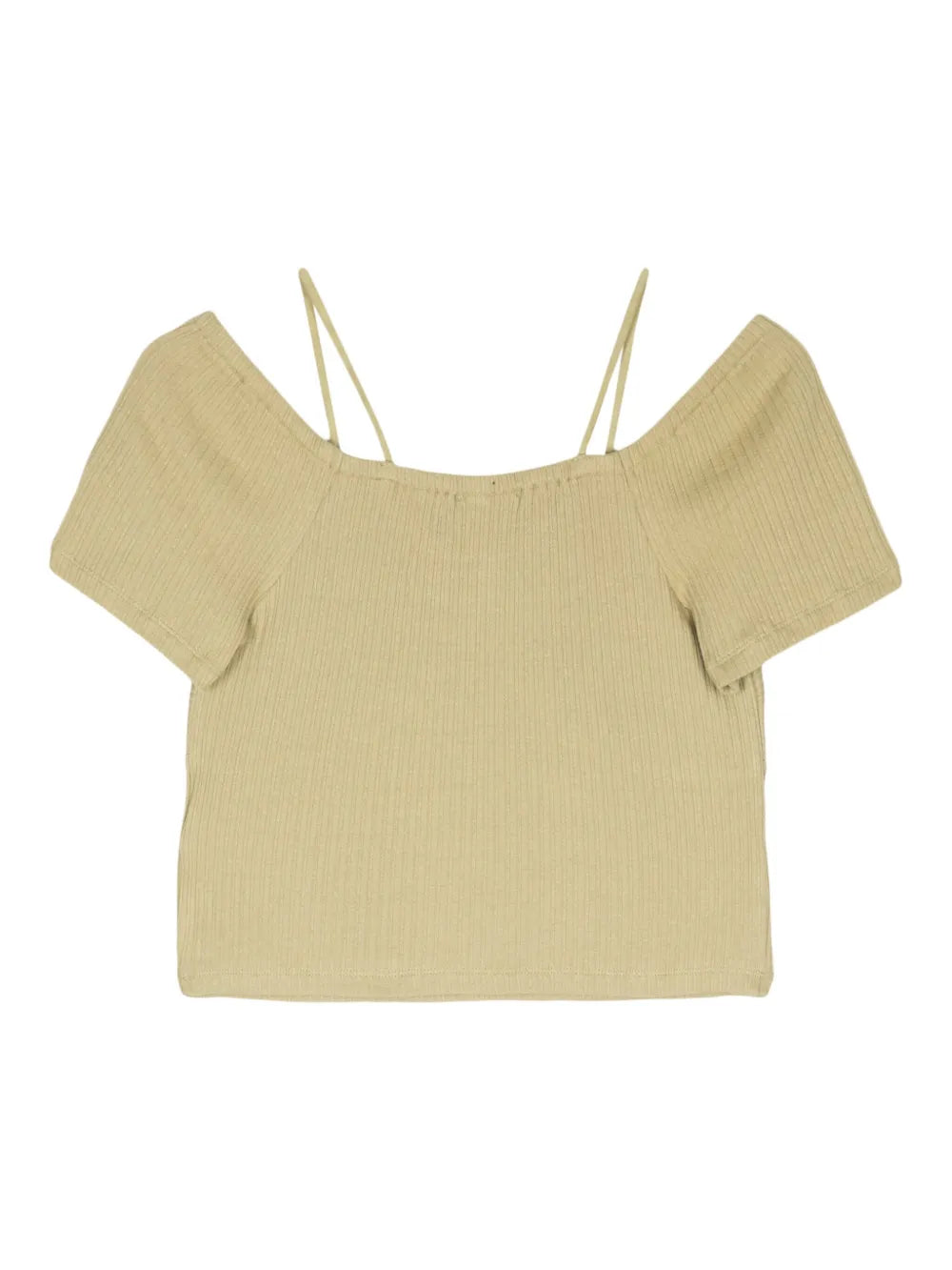 Gathered-Detail Ribbed Crop Top