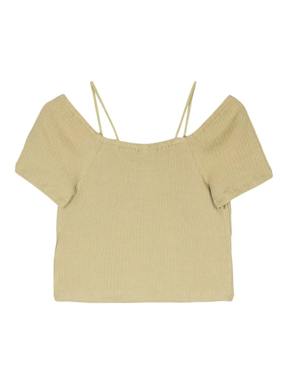 Gathered-Detail Ribbed Crop Top