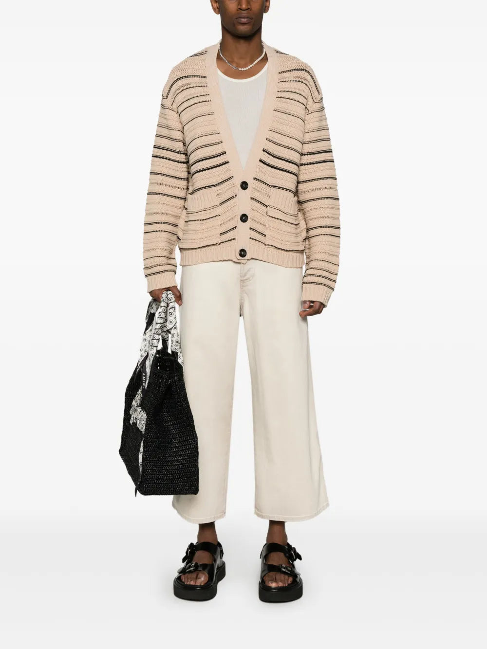V-Neck Striped Cardigan
