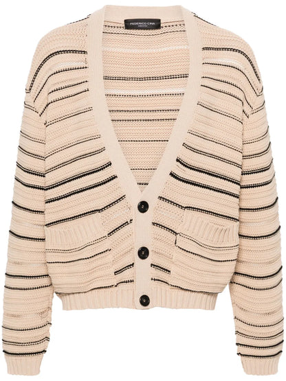 V-Neck Striped Cardigan