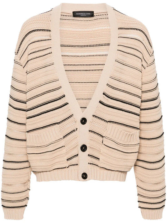 V-Neck Striped Cardigan