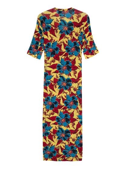 Floral-Print Gathered Midi Dress