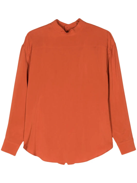 Lace-Up Crepe Blouse