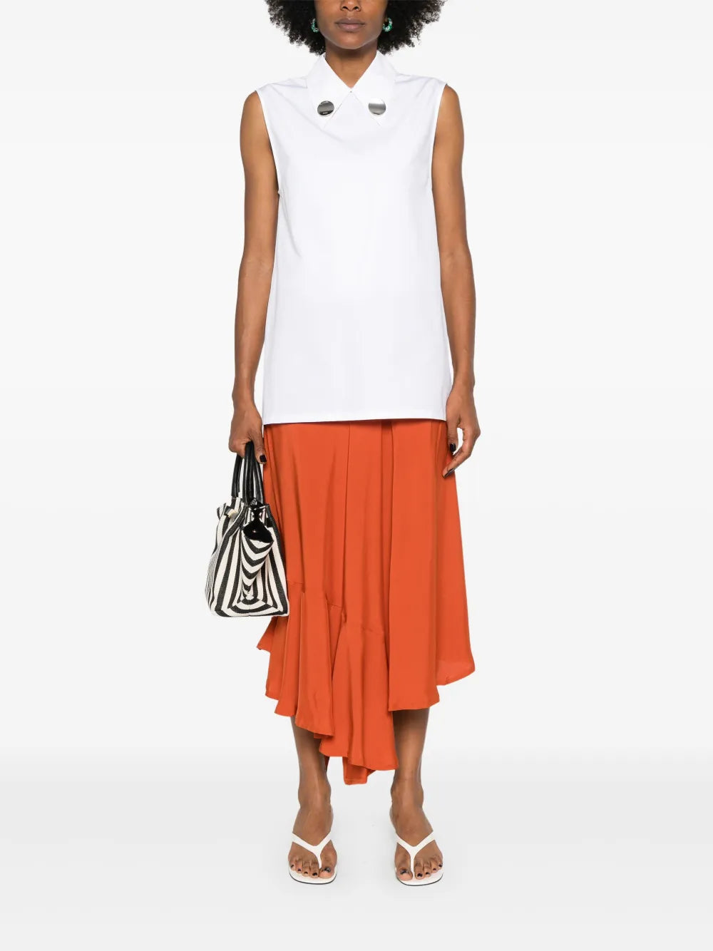 Pleat-Detailing Asymmetric Skirt