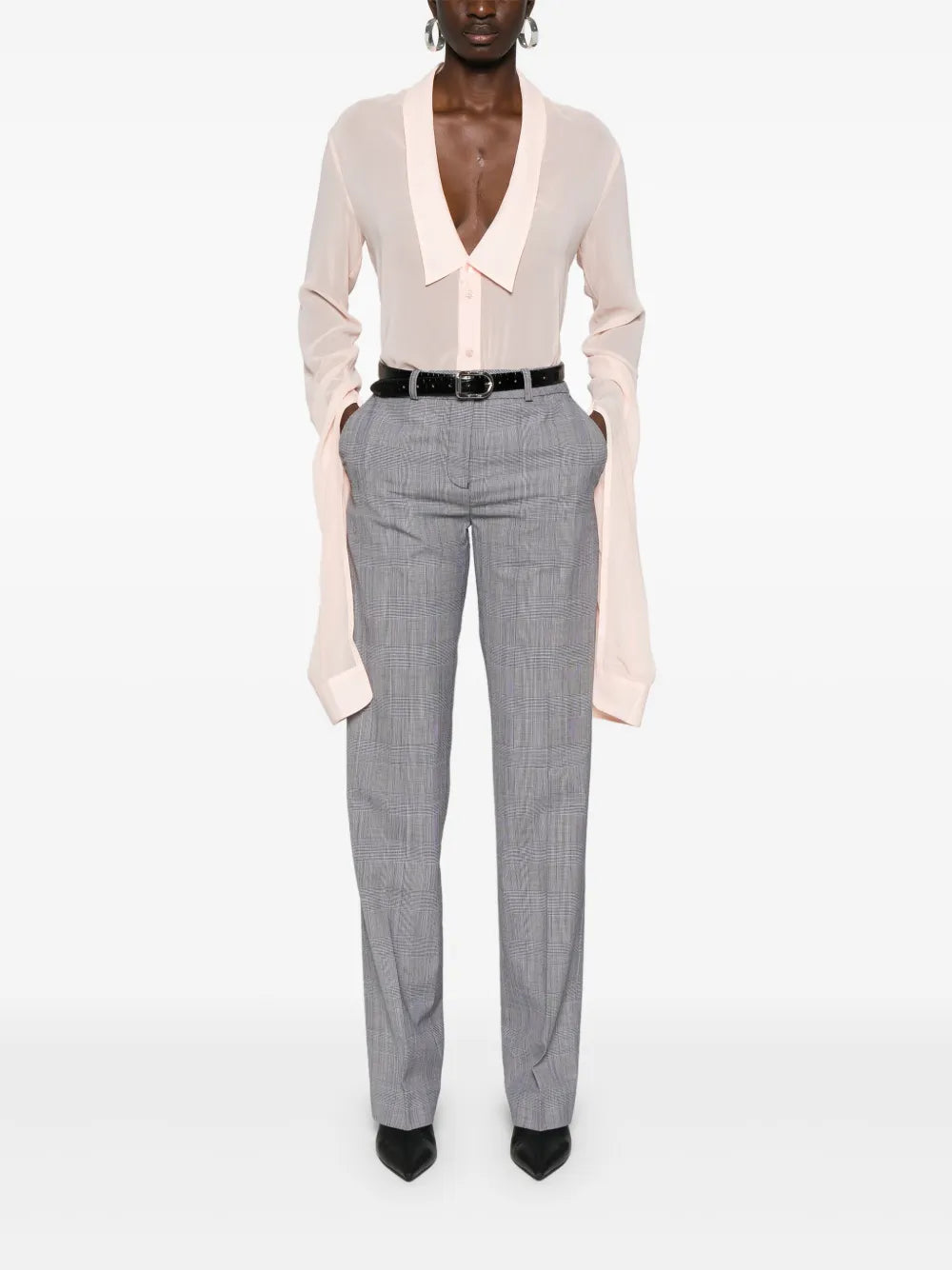 Check-Pattern Tailored Trousers