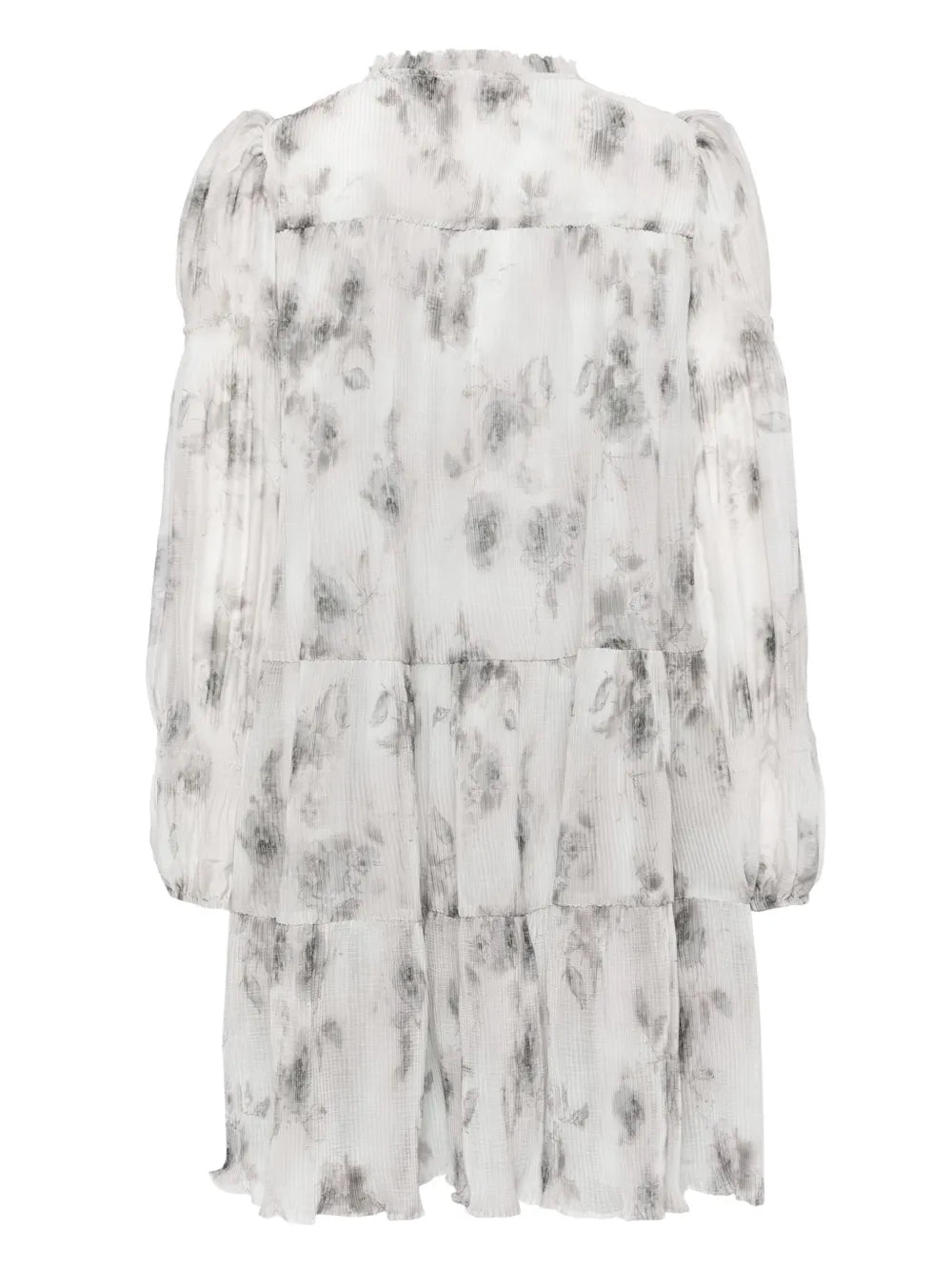 Plissé Foral-Print Dress