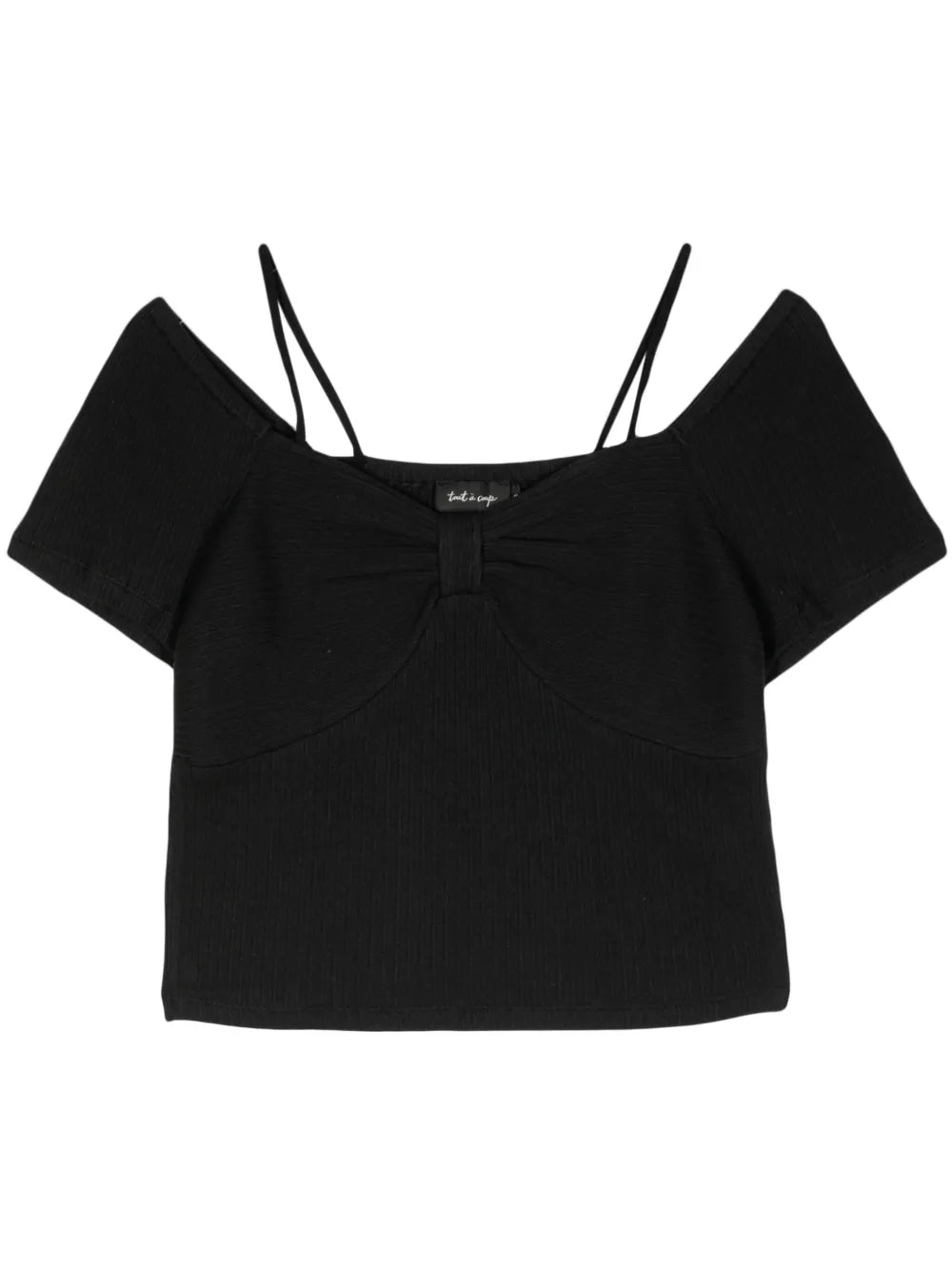 Gathered-Detail Ribbed Crop Top
