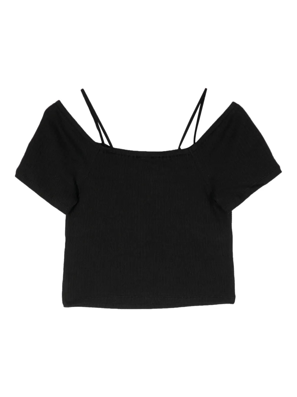 Gathered-Detail Ribbed Crop Top