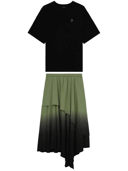 Layered Cotton Midi Skirt
