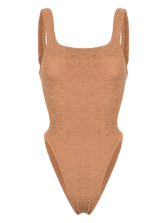Crinkled-Effect Open-Back Swimsuit