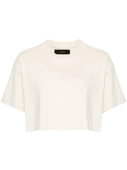 Embroidered-Logo Cropped T-Shirt