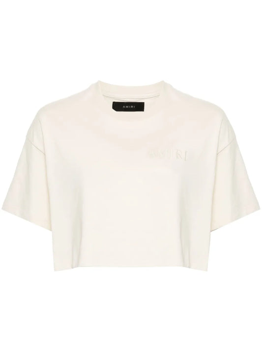 Embroidered-Logo Cropped T-Shirt