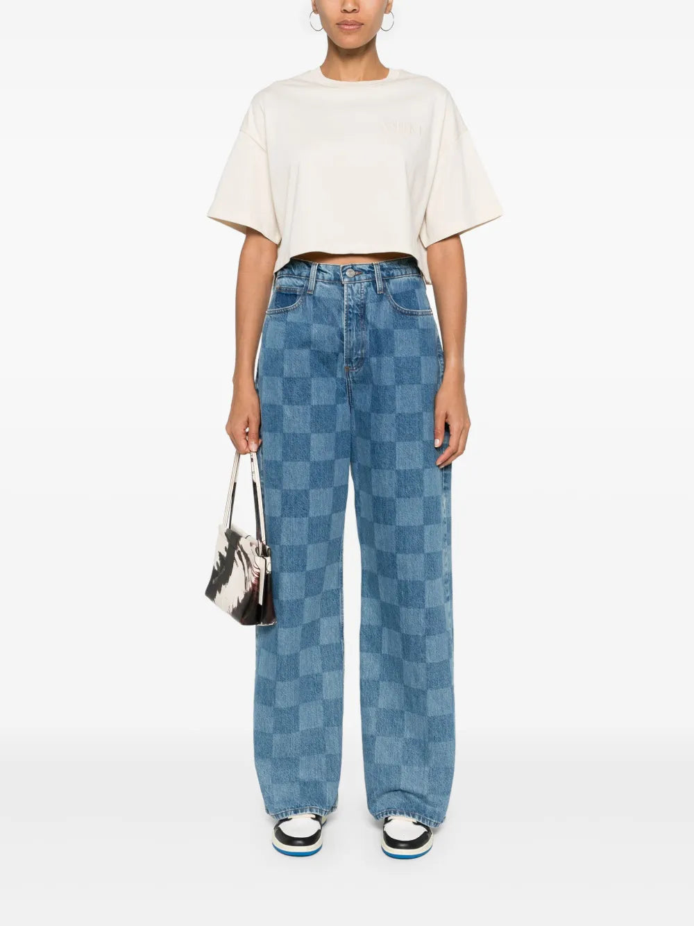 Embroidered-Logo Cropped T-Shirt
