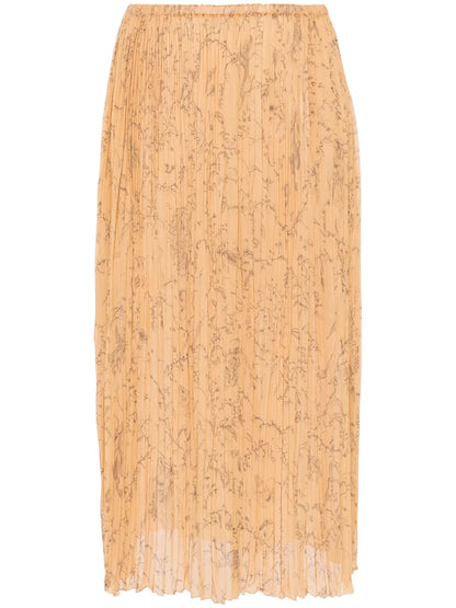 Fabula-Print Plissé Midi Skirt