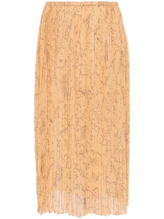 Fabula-Print Plissé Midi Skirt