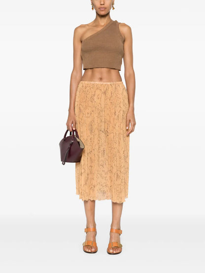 Fabula-Print Plissé Midi Skirt