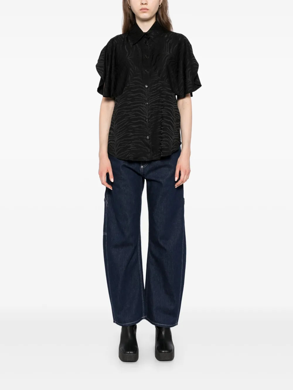Tiger-Print Short-Sleeved Shirt