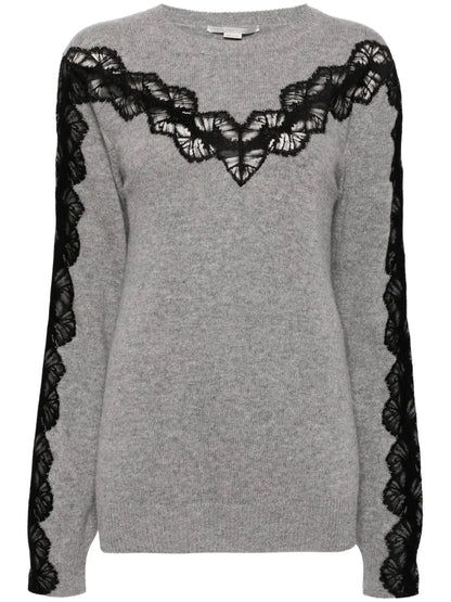 Lace Insert Long Sleeve Jumper